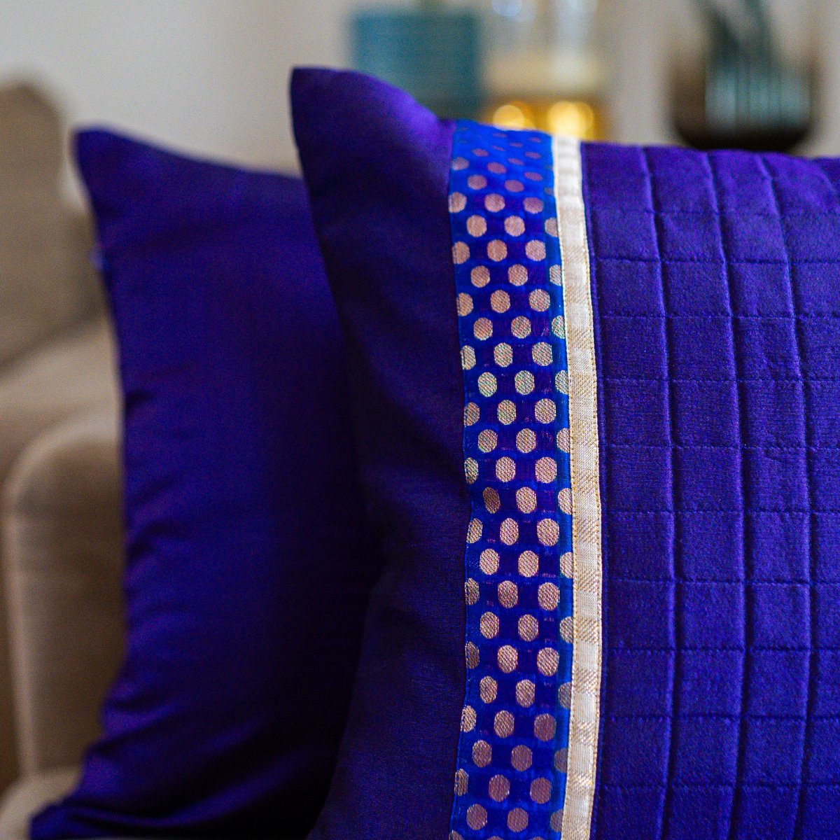 Imperial Purple Cushion Cover, 16" x 16", Pack of 1 - Coral Slub -